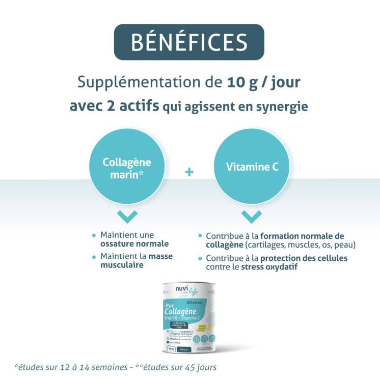 Collagène marin pur avec vitamine C naturelle et goût citron