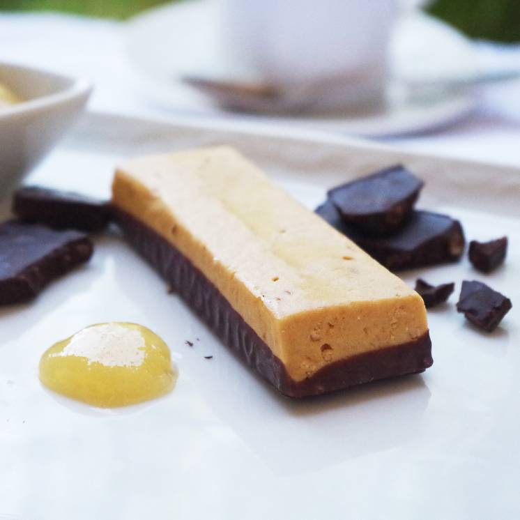 Barre confiture de lait, riche en protéines, réduite en sucre Nuviline