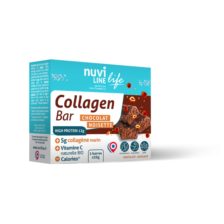 Barre collagène marin protéinée - Saveur chocolat-noisettes