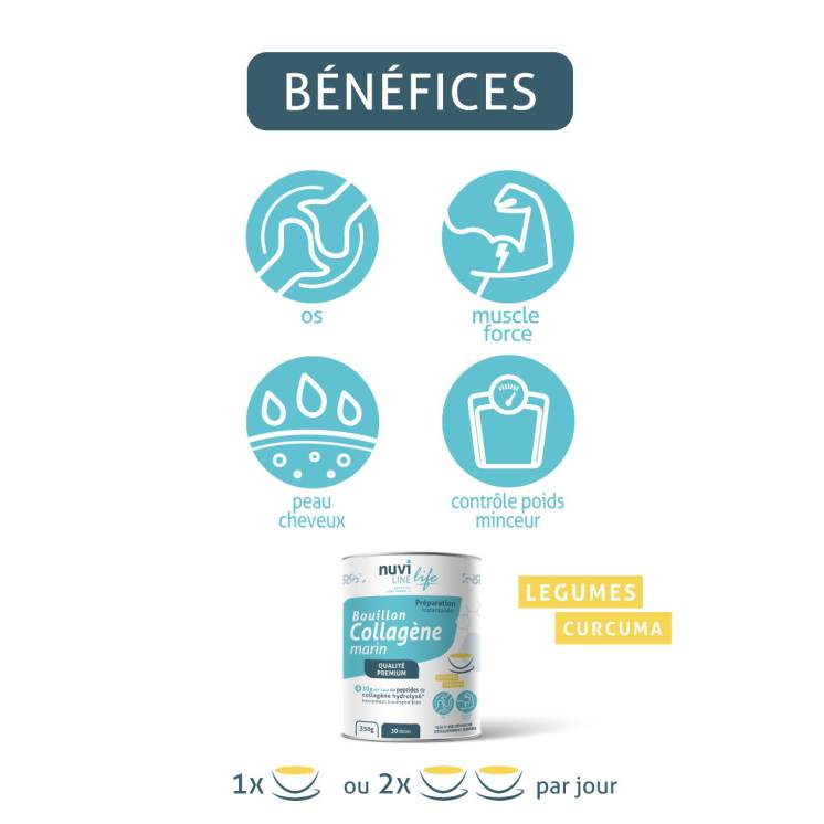 Bouillon minceur de collagène marin aux légumes et curcuma