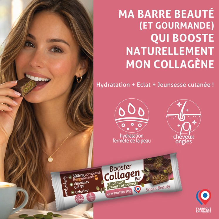 Barre snack beauté booster de collagène - Saveur chocolat-courge