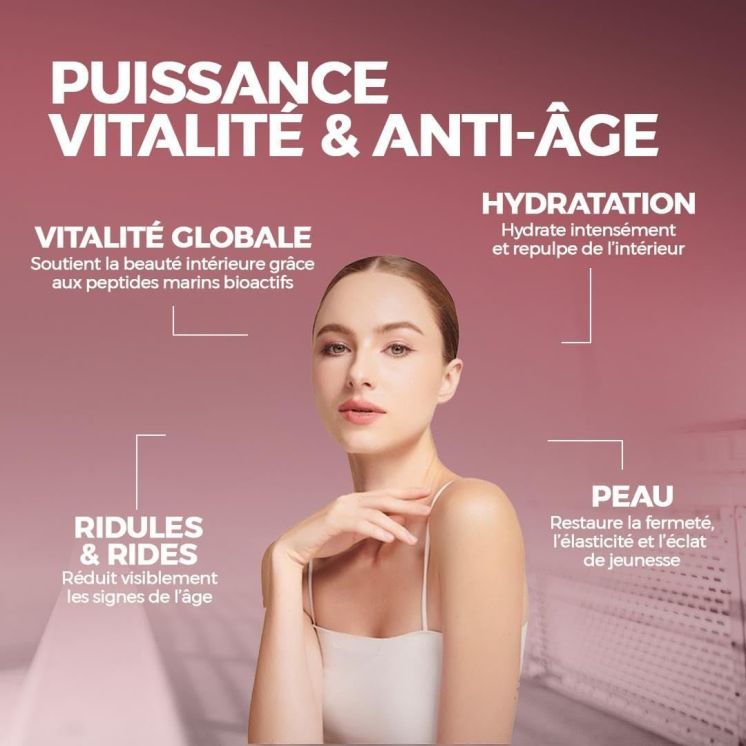 Collagène marin pour la peau avec acide hyaluronique, saveur chocolat