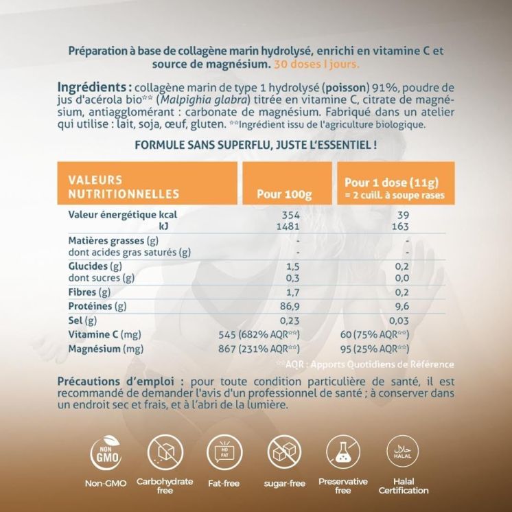 Collagène marin sport avec magnésium et vitamine C
