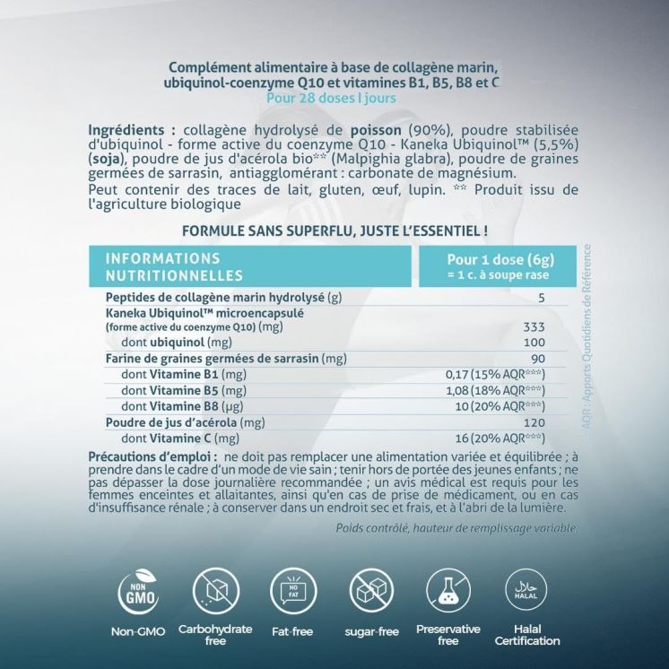 Collagène marin Energie vitale et antioxydant Coenzyme Q10 - Ubiquinol