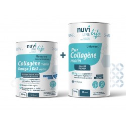 Pack Duo Anti-âge collagène marin pur omega-3 DHA articulations os cerveau nuviline