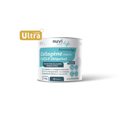 Collagène marin et CoenzymeQ10 Ubiquinol, protection cellulaire et énergie vitale, anti-âge