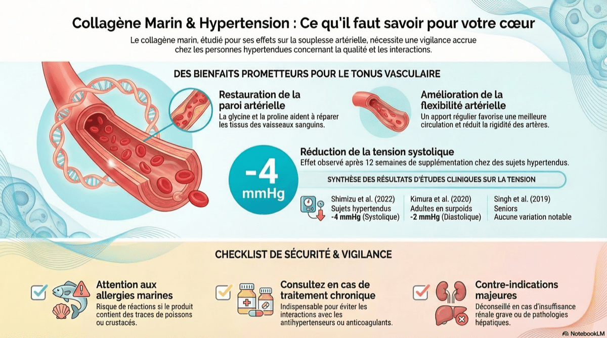 Infographie collagène marin et hypertension, les bénéfices
